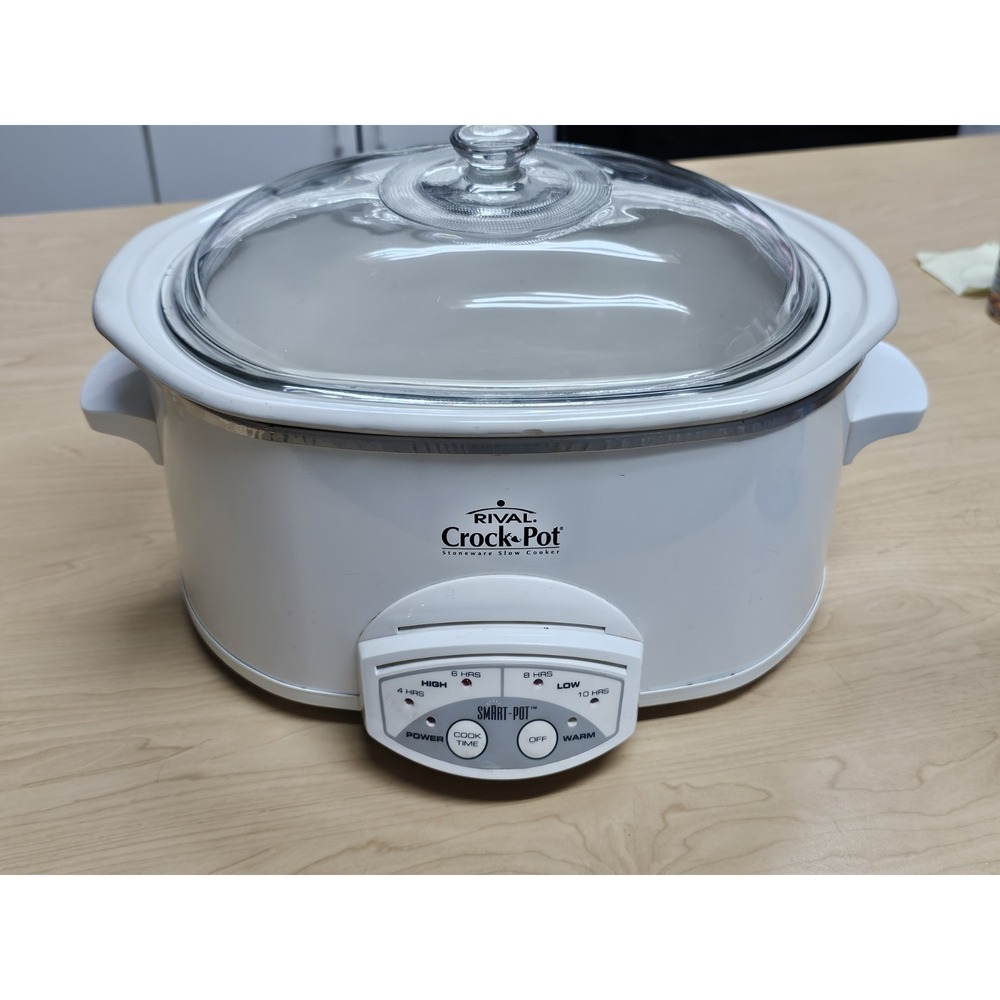 Rival 3860 6Qt Oval Crock Pot Slow Cooker Smart Pot White